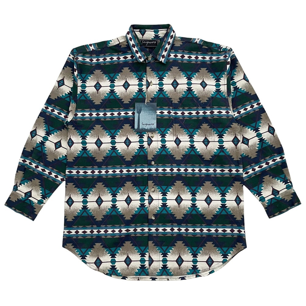 NEW W/ TAGS Vintage Saguaro Aztec Southwestern Flannel Size Men's XL - Cotton